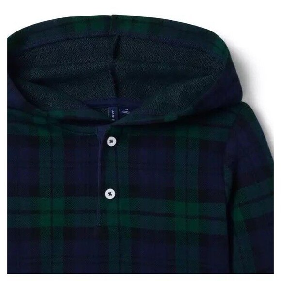 NWT Janie and Jack PLAID JACQUARD HOODIE Merchant Marine Plaid Boy’s Size 18 - Picture 3 of 9